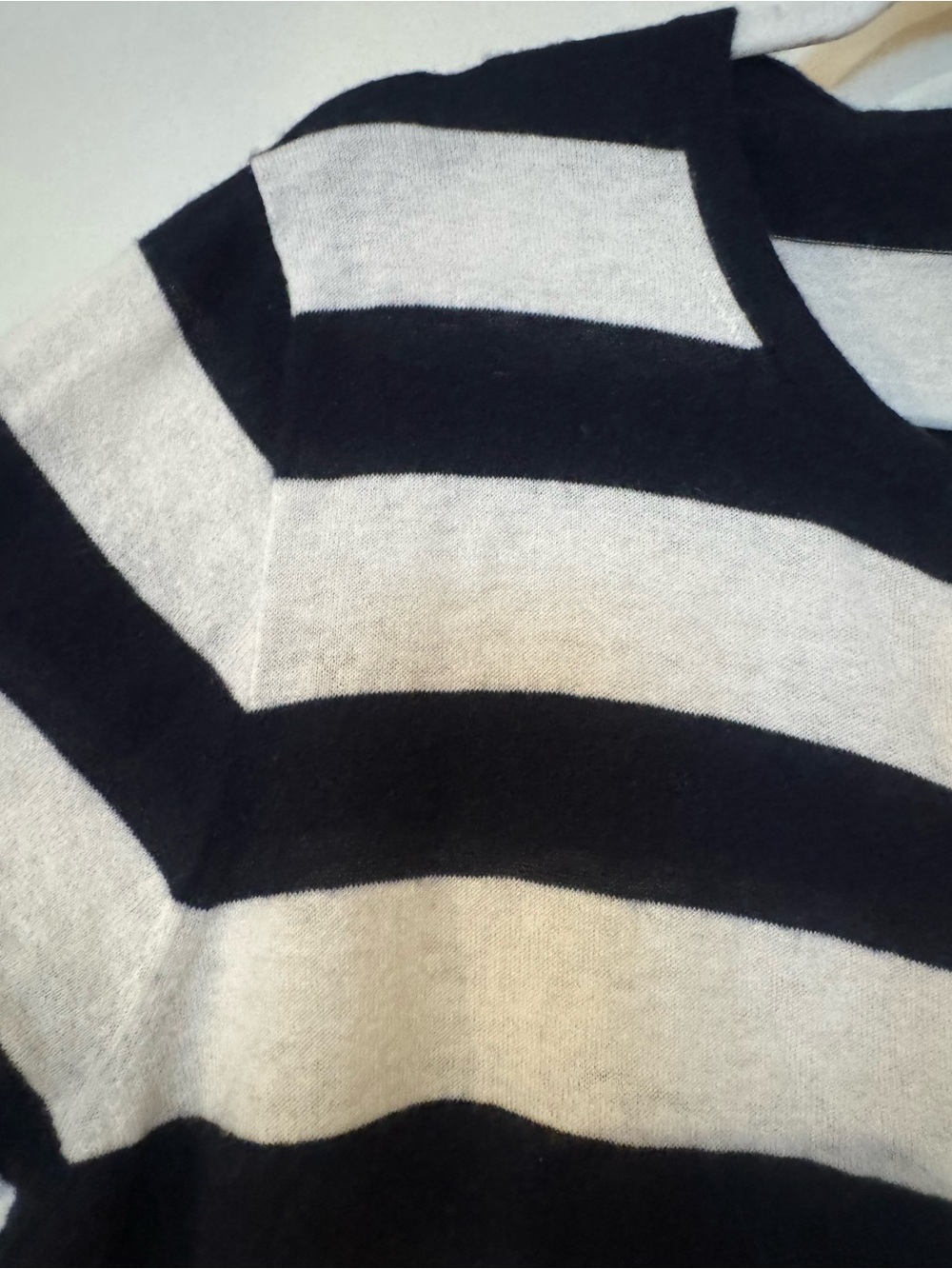J Crew Cashmere Short-Sleeve Navy and White Striped Cardigan Sweater - Picture 3 of 5